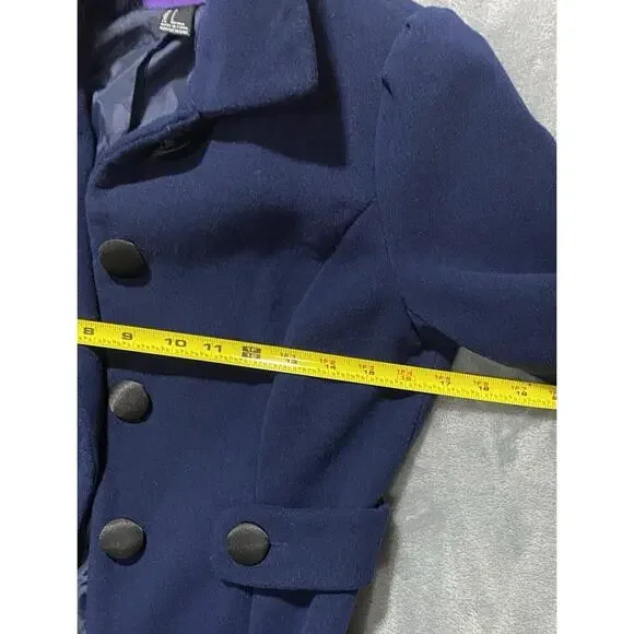 Forever 21 Blue Single Breasted Peacoat S Button Detail Wide Collar - Picture 8 of 10